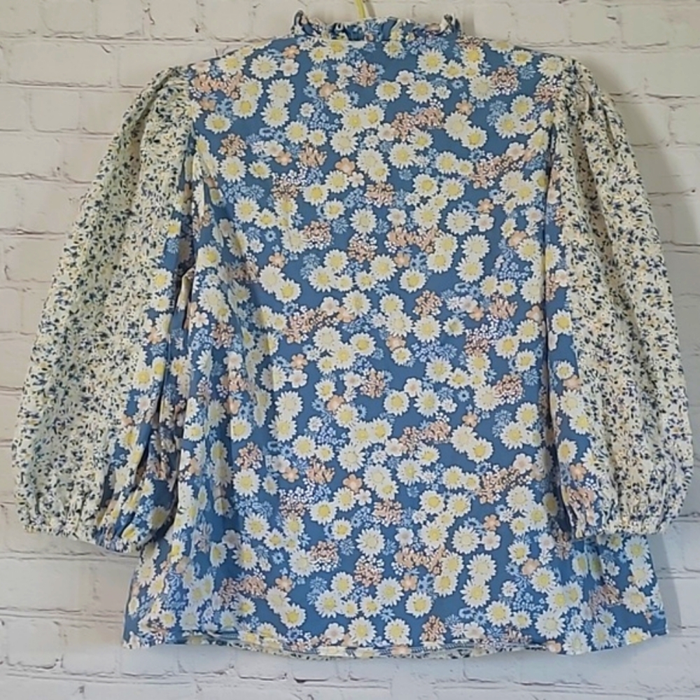 Anthropologie Solitaire Laura Peasant Floral Daisy Cottagecore Top Blouse Sz S - Picture 13 of 16